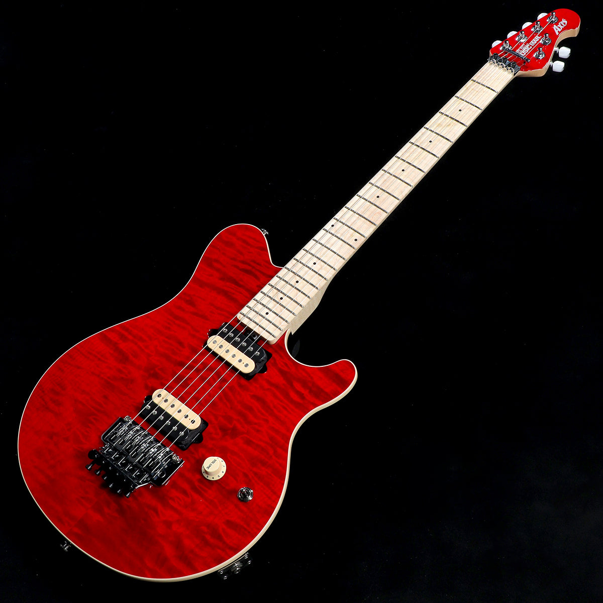 赤いエレキギター 25.5インチ Music Man / KID Limited AXIS Trans Red Quilted Maple Top M