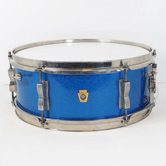 USED LUDWIG / 1963 Pre-serial PIONEER BLUE SPKL 14x5.5 snare drum [05]