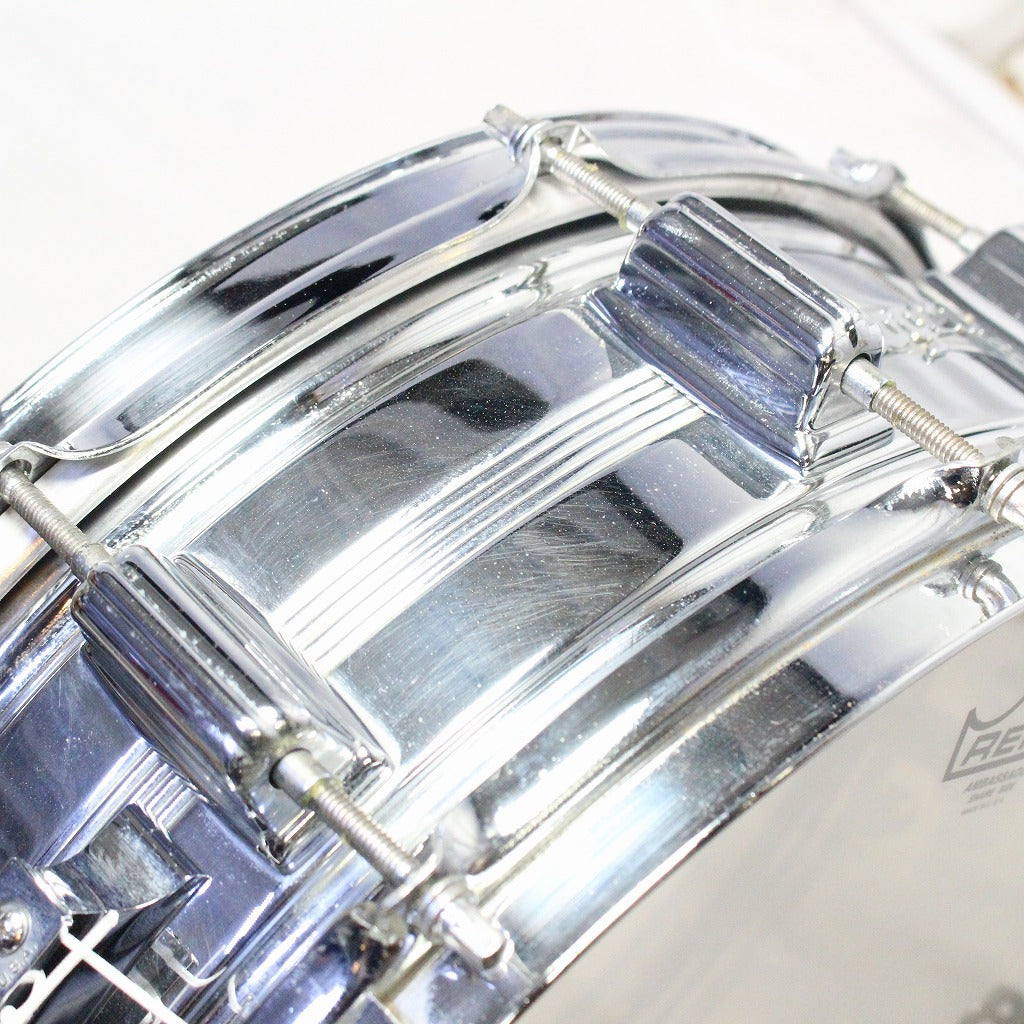 USED ROGERS / LATE 1960s DYNASONIC COB Chrome Over Brass 14×5 Rogers Snare Drum [08]