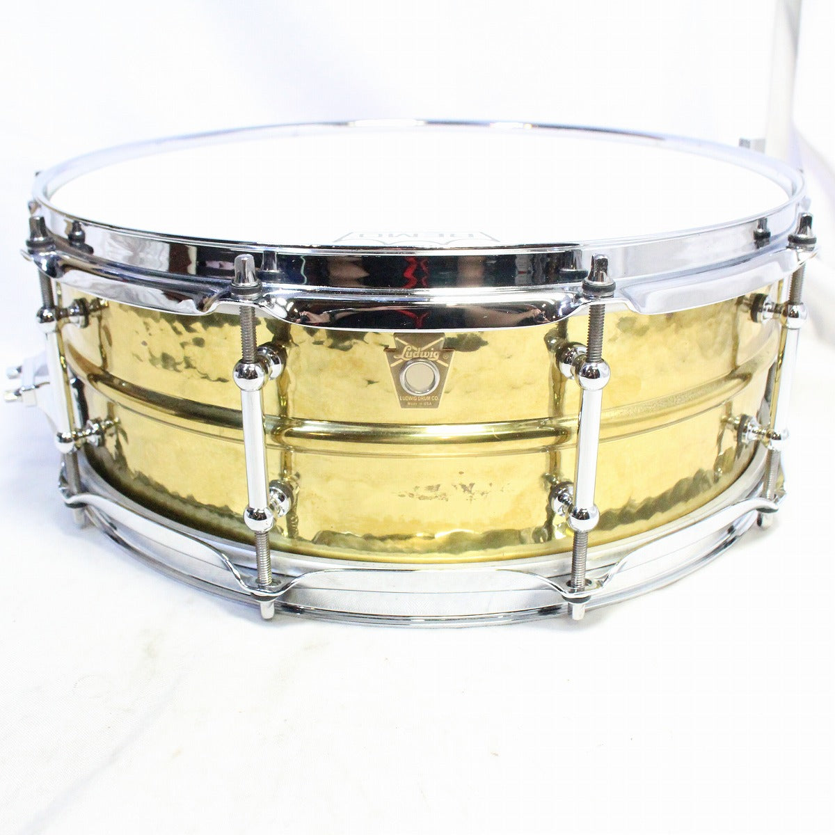 USED LUDWIG / LB420BKT Hammered Brass with Tube lugs 14×5 RADIC Snare Drum [08]