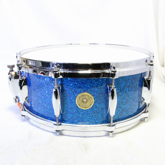 USED GRETSCH / USA Custom C-55141S 14x5.5 Blue Sparkle Snare Drum [08]