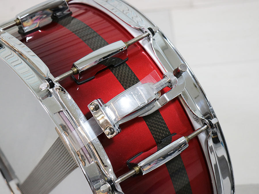 USED PEARL / Carbonply Mahogany COMPOSITE Scarlet Fade Snare Drum [10]