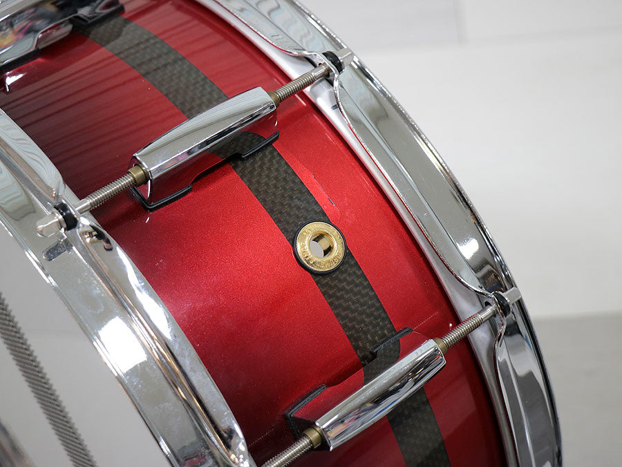 USED PEARL / Carbonply Mahogany COMPOSITE Scarlet Fade Snare Drum [10]