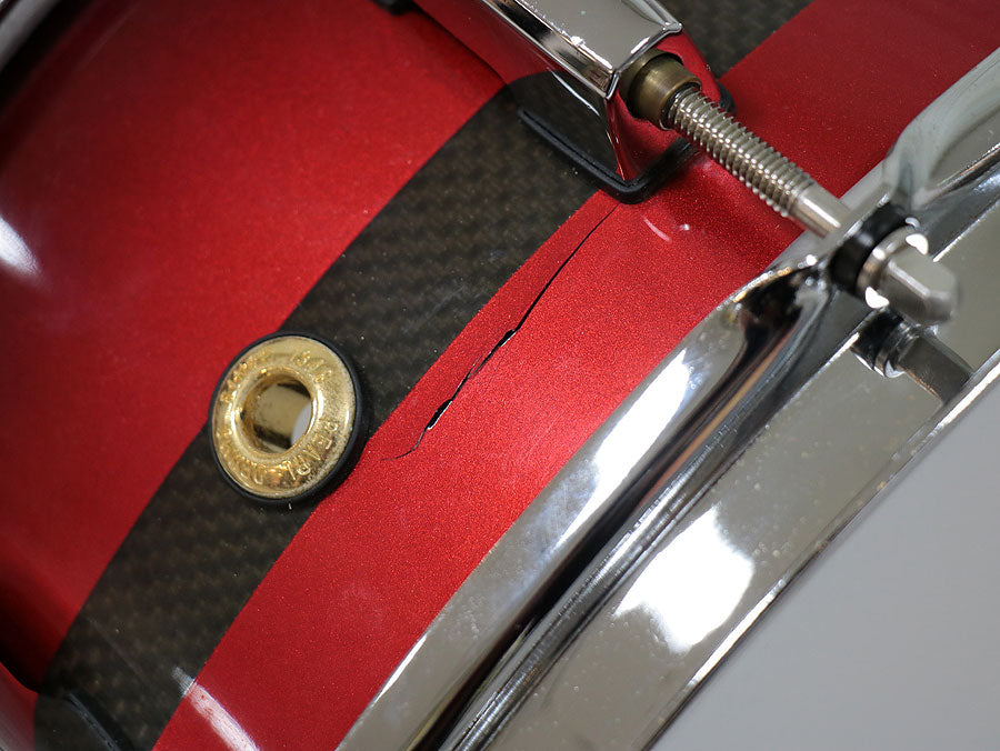 USED PEARL / Carbonply Mahogany COMPOSITE Scarlet Fade Snare Drum [10]