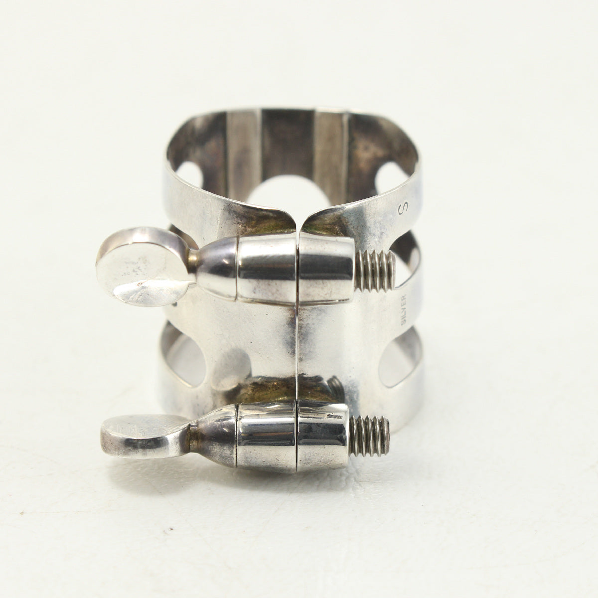 USED WOOD STONE Wood Stone / alto saxophone ligature, Selmer size, all silver [03]