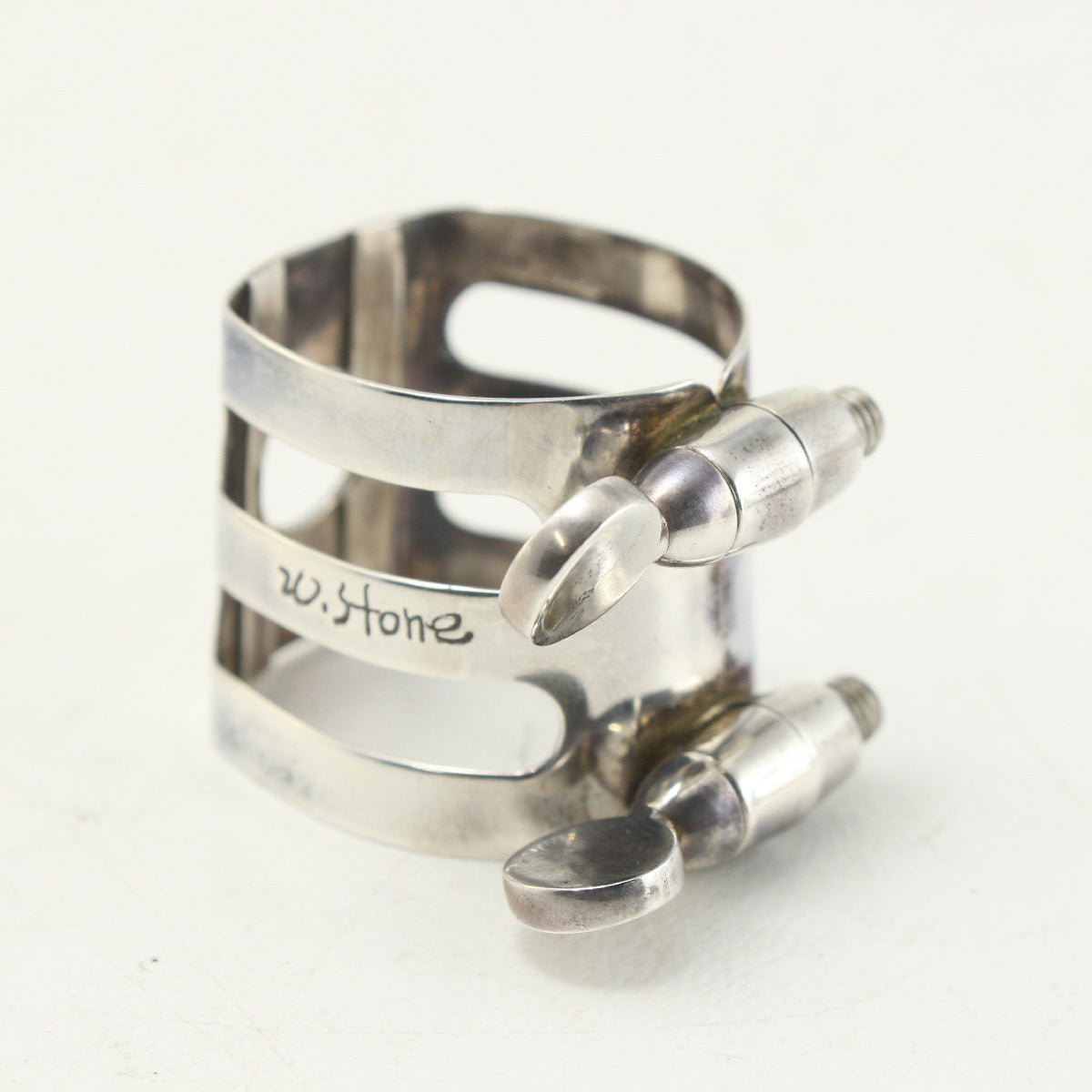 USED WOOD STONE Wood Stone / alto saxophone ligature, Selmer size, all silver [03]
