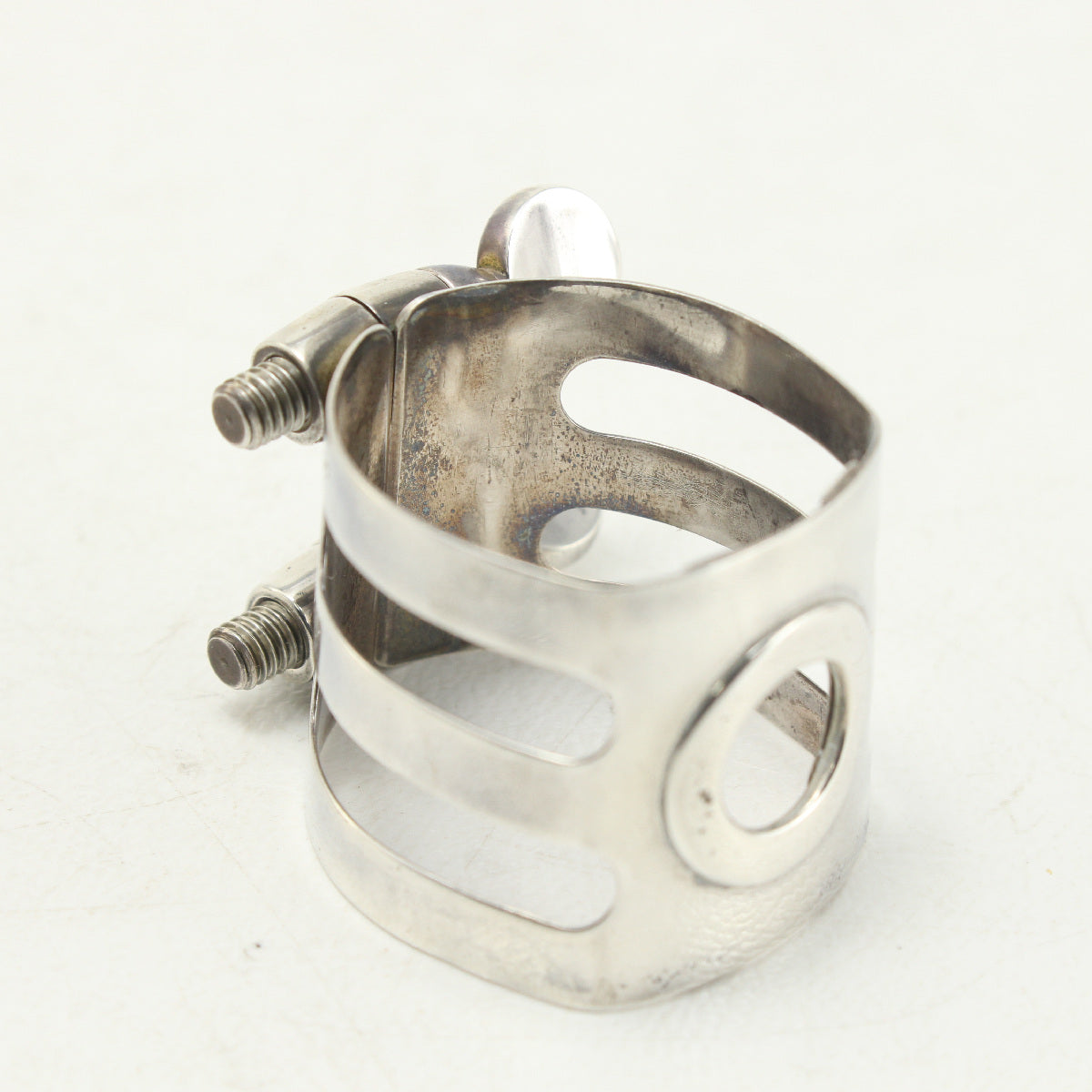 USED WOOD STONE Wood Stone / alto saxophone ligature, Selmer size, all silver [03]