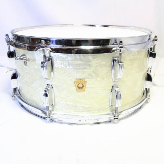 USED LUDWIG / 1968 School Festival Model White Marine Pearl 14x6.5 60's Snare Drum [08]