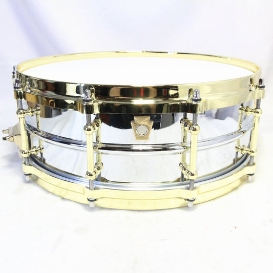 USED LUDWIG / LB400BBTM 14 x 5 COB RADIC chrome over brass snare drum [08]