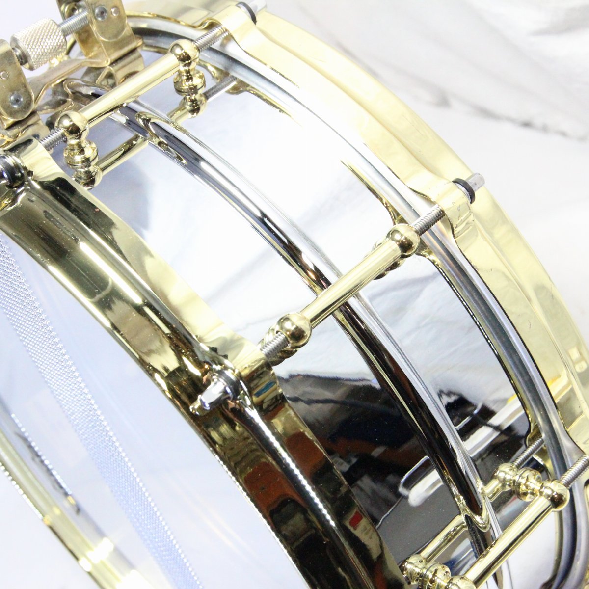 USED LUDWIG / LB400BBTM 14 x 5 COB RADIC chrome over brass snare drum [08]