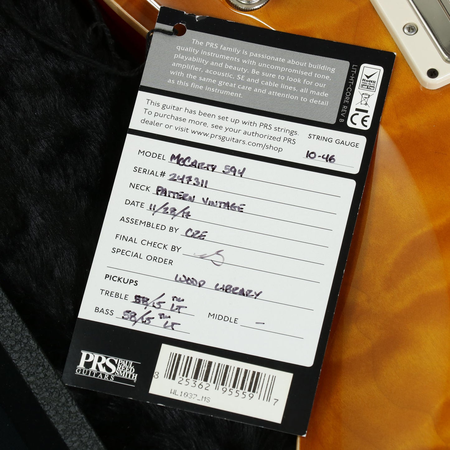 [SN 247311] USED Paul Reed Smith (PRS) / 2017 Wood Library McCarty 594 McCarty burst [3.25kg / 2017] Paul Reed Smith [08]