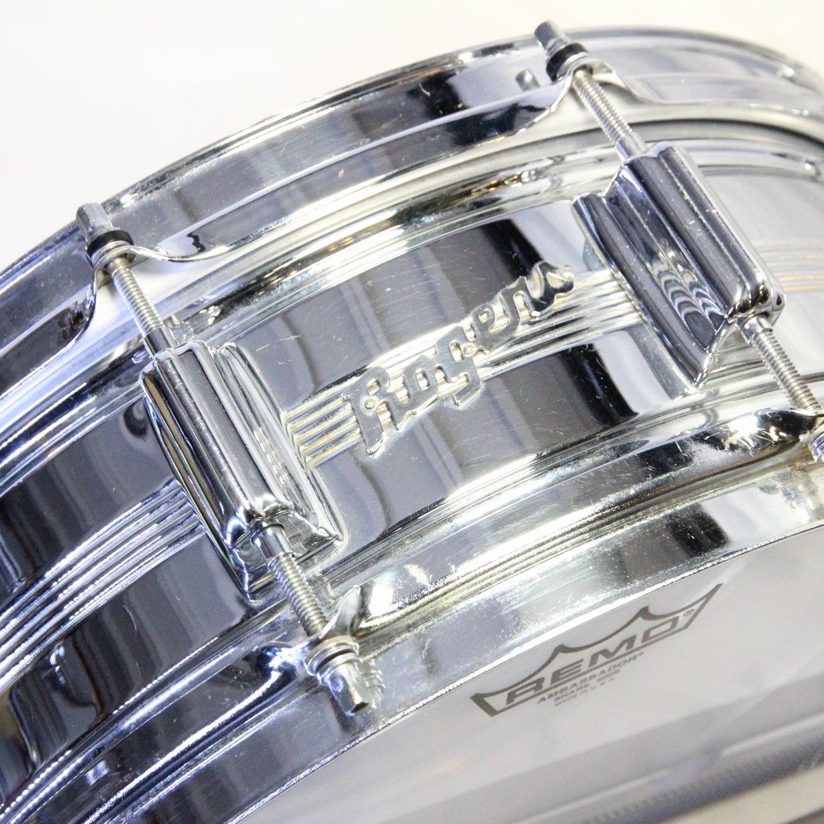 USED ROGERS / LATE 1960s DYNASONIC COB Chrome Over Brass 14×5 Rogers Snare Drum [08]
