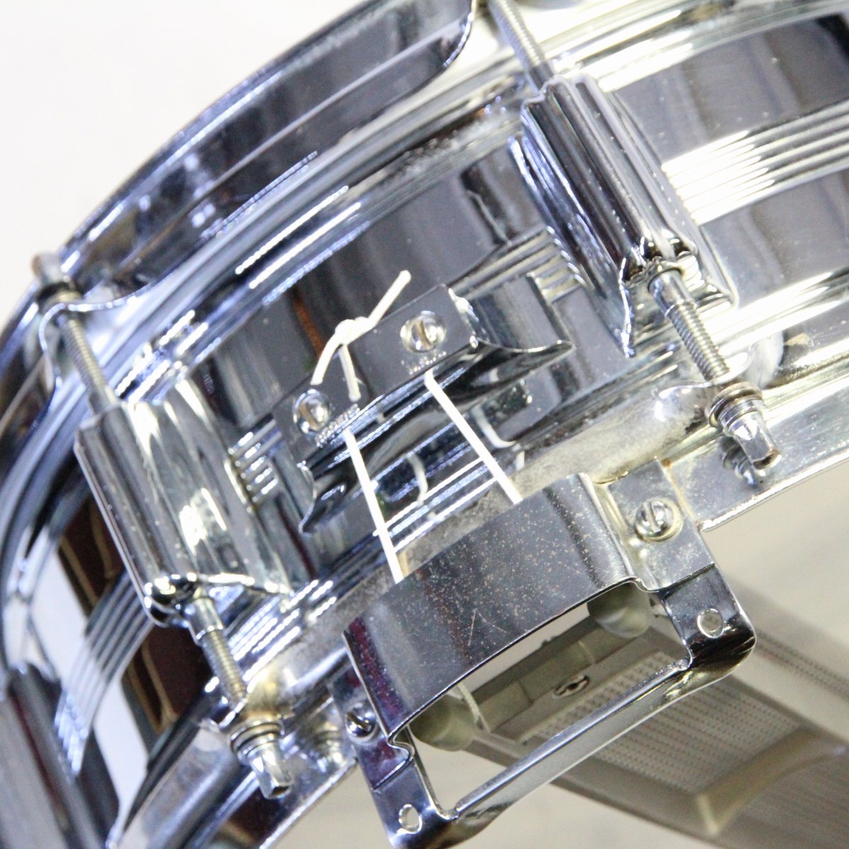USED ROGERS / LATE 1960s DYNASONIC COB Chrome Over Brass 14×5 Rogers Snare Drum [08]