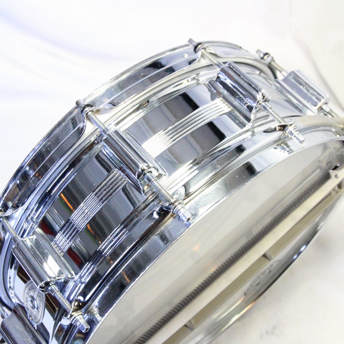 USED ROGERS / LATE 1960s DYNASONIC COB Chrome Over Brass 14×5 Rogers Snare Drum [08]