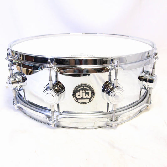USED DW / 90s Collectors 14×5 CHROME OVER BRASS Snare Drum [08]