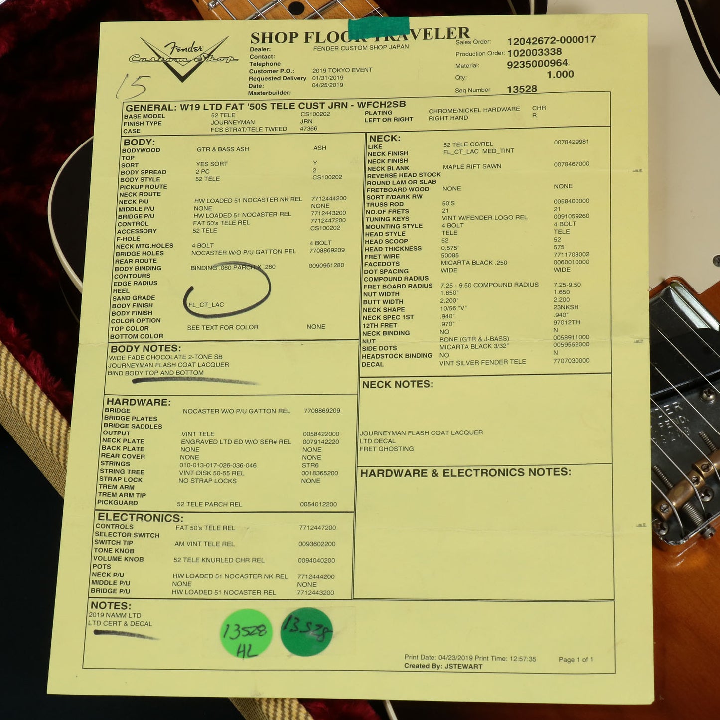 [SN R99209] USED Fender Custom Shop / LTD 1950s Telecaster Journeyman Relic Wide Fade Chocolate 2TSB [3.18kg / 2019] Fender [08]