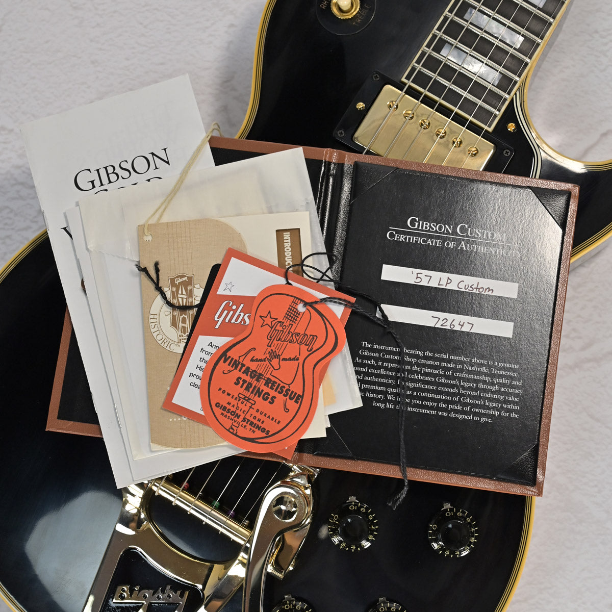 [SN 72647] USED Gibson Custom / Historic Collection 1957 Les Paul Custom Reissue 3-Pickup Bigsby VOS Ebony 2022 [10]