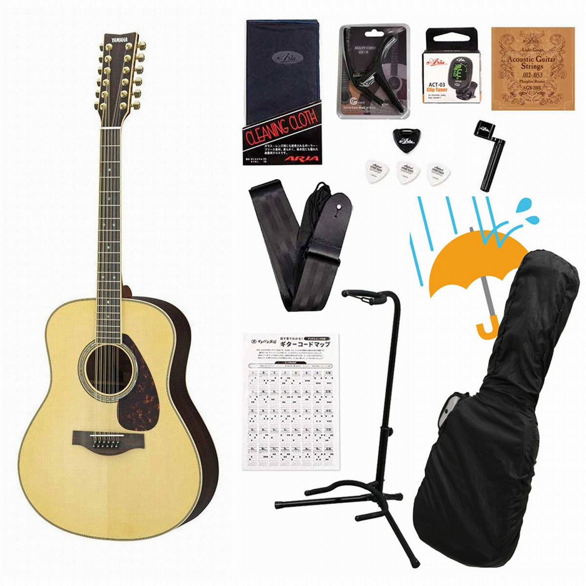 YAMAHA / LL16-12 ARE Natural (NT) Yamaha Acoustic Guitar Folk Guitar LL1612 Acoustic Guitar Beginner Luxury 12-Piece Beginner Set R [80]