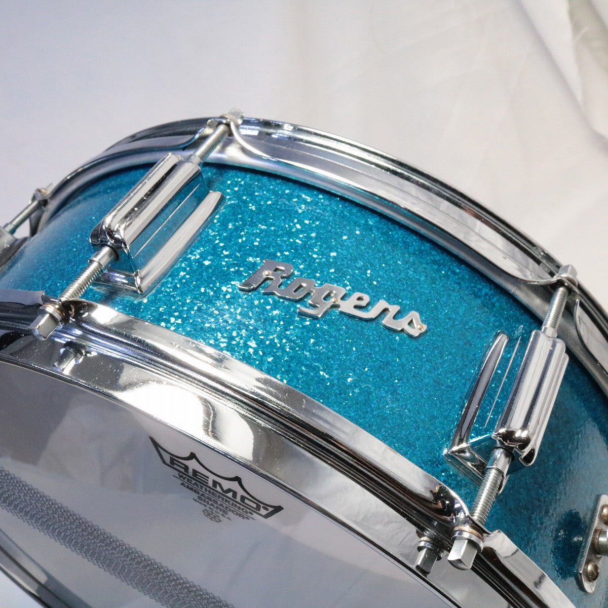 [SN 14067] USED ROGERS / 1966 POWERTONE 14x5 Blue Sparkle Pearl 60's Rogers Powertone Snare Drum [08]